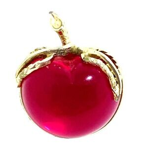 Sarah Coventry Gold Tone Red Apple Brooch Pin Vintage